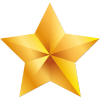 A golden star on a black background.